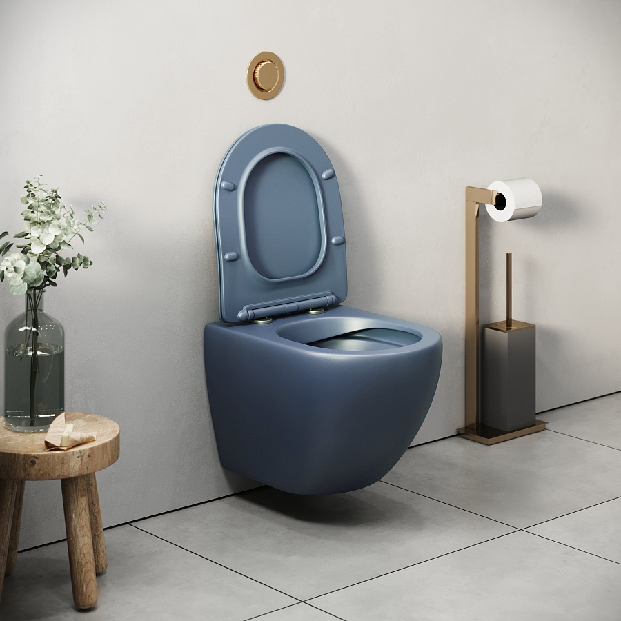 Унитаз подвесной Grossman Color GR-4455BLMS безободковый синий матовый в 100Kran: Широкий выбор и доступные цены.