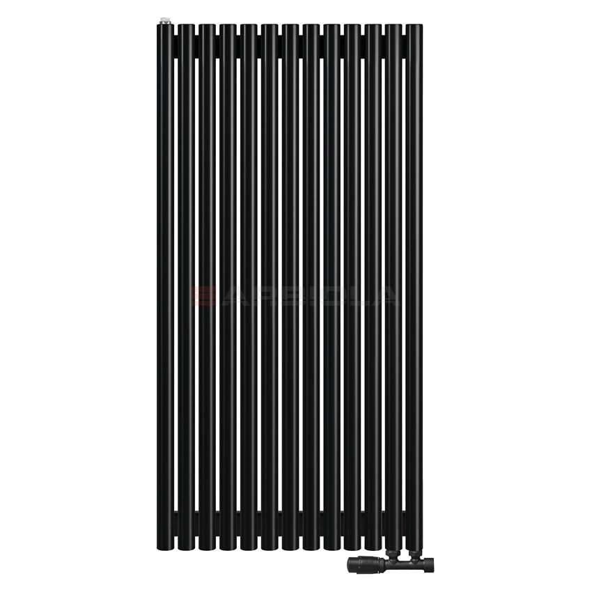 Вертикальный радиатор с нижним подключением Arbiola Iris V 108886 64,2 х 120 см черный матовый ral 9005 от интернет-магазина сантехники 100Kran!