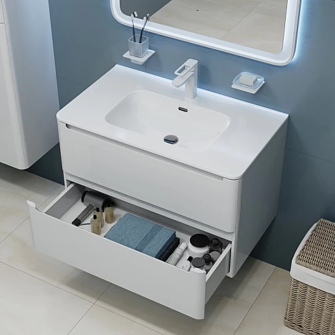 Тумба с раковиной подвесная 80 см Edifice IDDIS EDI80W0i95K белая в 100Kran: Широкий выбор и доступные цены.