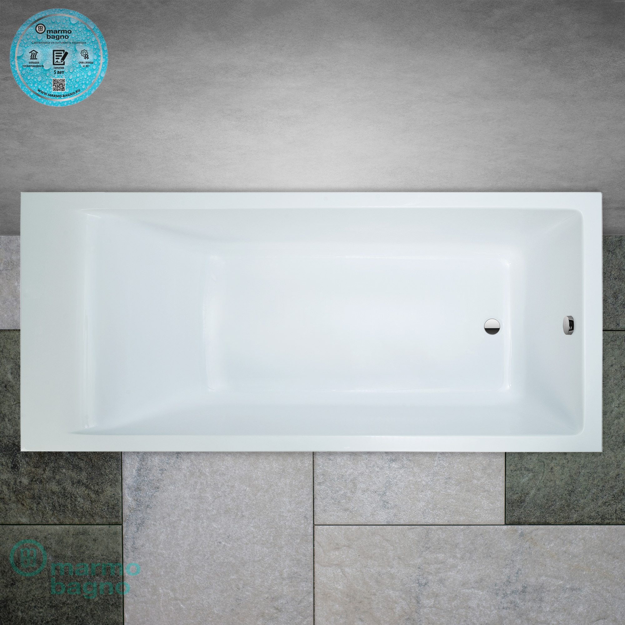Ванна из литьевого мрамора Marmo Bagno Алесса NEW 160х70  MB-ALN160-70 в 100Kran: Широкий выбор и доступные цены.