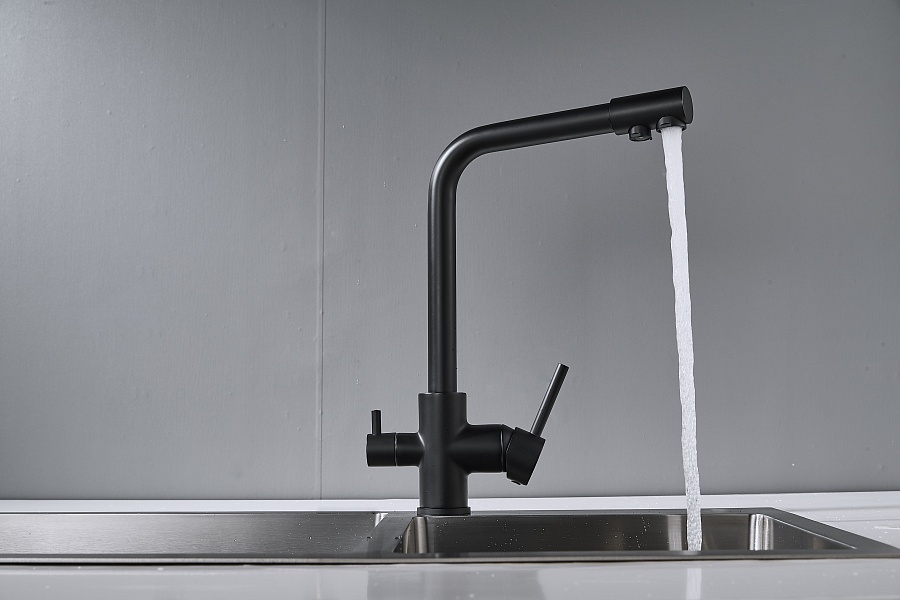 Смеситель для кухни с подключением фильтра Maretti Project Black PB31RZF12 черный в 100Kran: Широкий выбор и доступные цены.