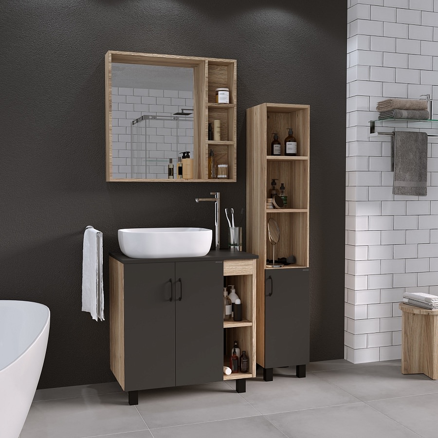 Тумба напольная Grossman ФЛАЙ 80 см 108002 дуб сонома/серая в 100Kran: Широкий выбор и доступные цены.