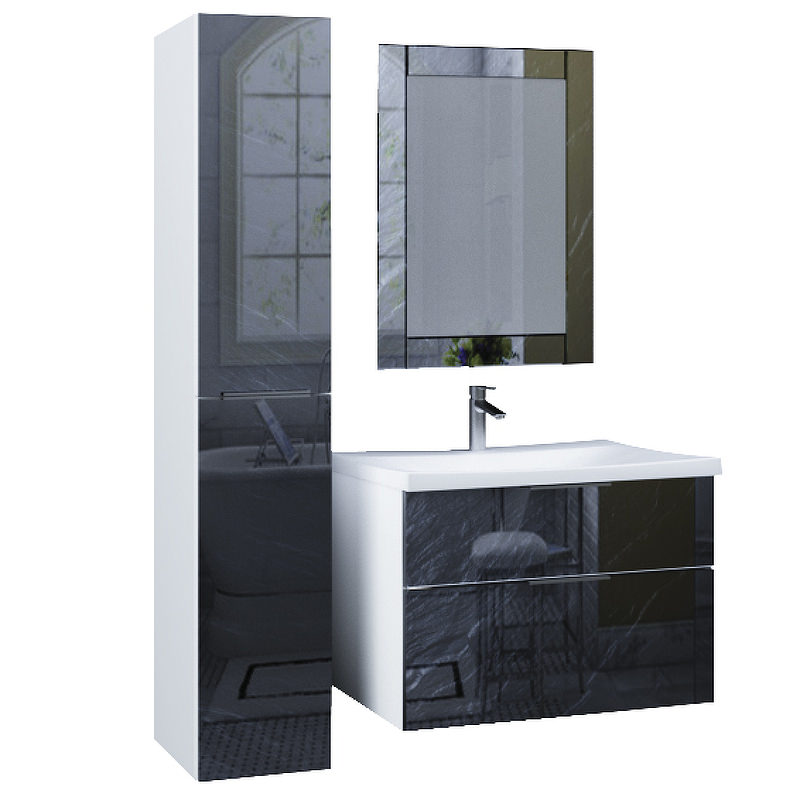 Тумба с раковиной Marka One Idalgo 75П 2в.я. Black stone У72786 в 100Kran: Широкий выбор и доступные цены.