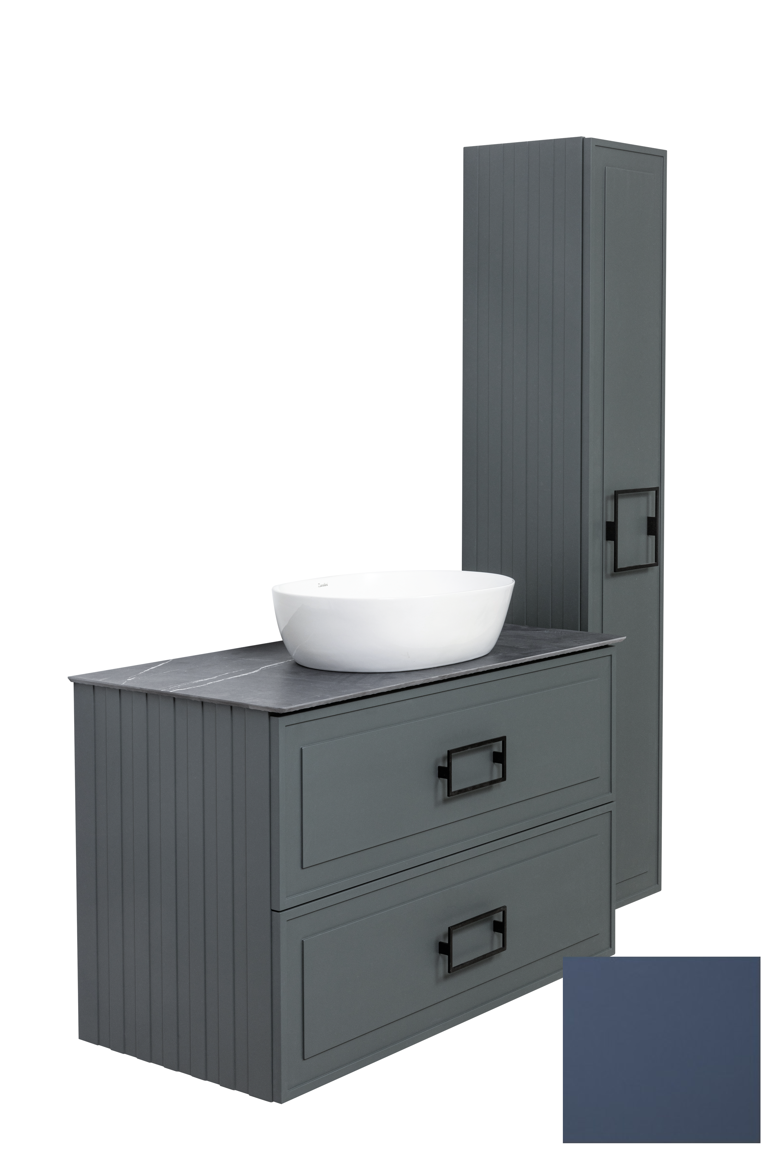 Тумба под раковину LA FENICE Cubo Blu Grigio TWIN синий 80 FNC-01-CUB-BG-80-2 в 100Kran: Широкий выбор и доступные цены.