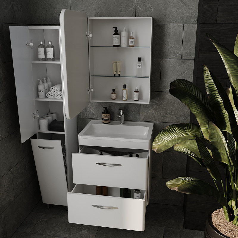 Зеркальный шкаф Style Line Каре 60*80 левое с подсветкой сенсор на зеркале белый СС-00002370 создать уют и комфорт, это просто!