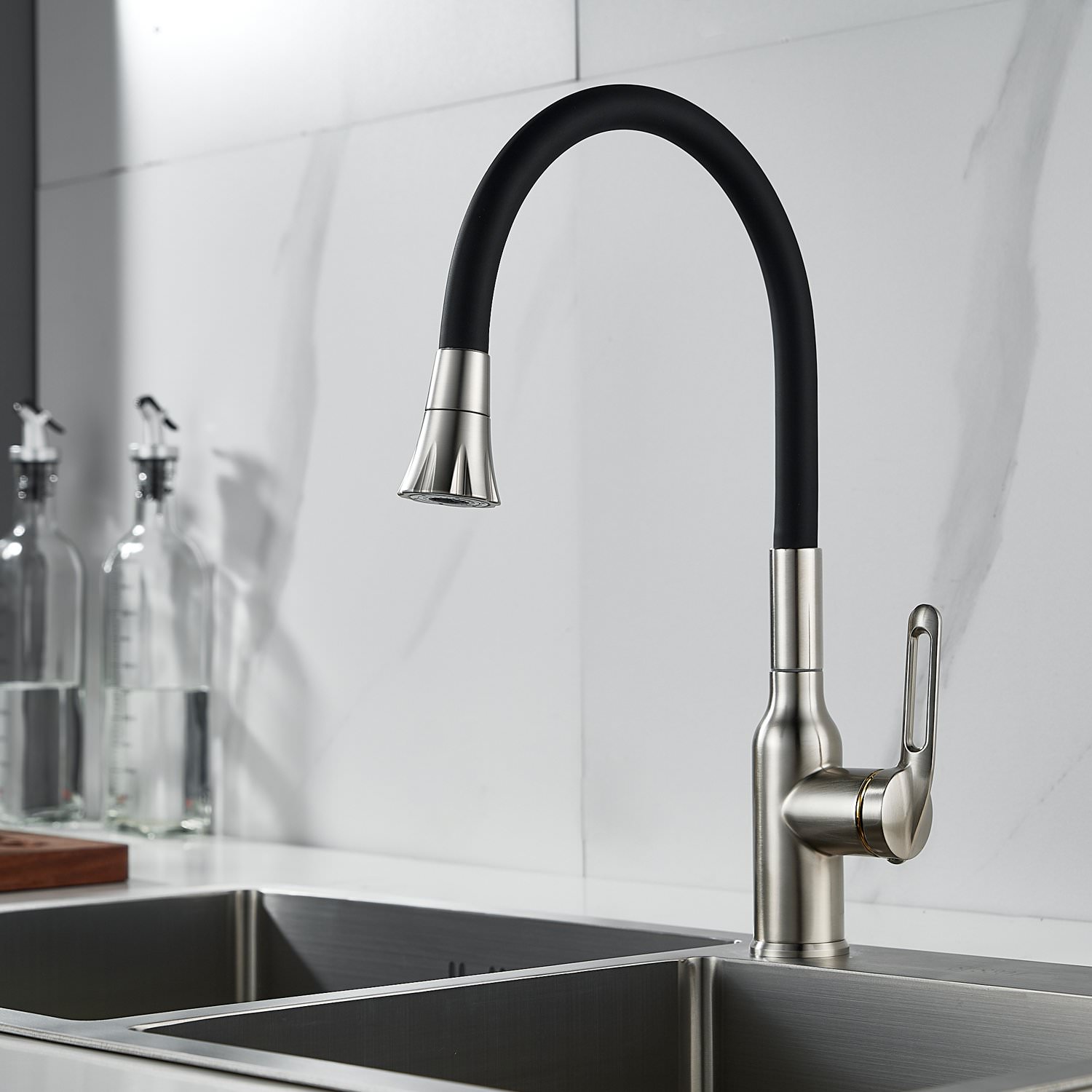 Смеситель для кухни с гибким изливом Raffine F303L-3 сатин в 100Kran: Широкий выбор и доступные цены.