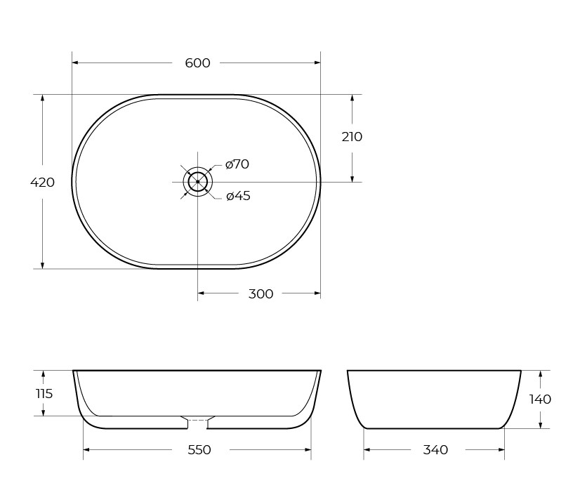 Накладная раковина BelBagno BB1084-H311 60  см серая матовая в 100Kran: Широкий выбор и доступные цены.