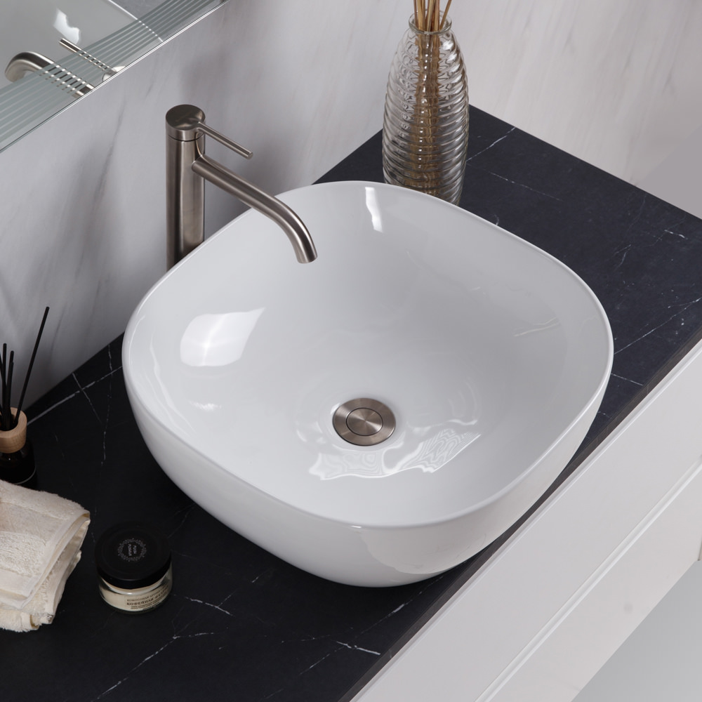 Накладная раковина BelBagno BB1301 42,5  см белая глянцевая в 100Kran: Широкий выбор и доступные цены.