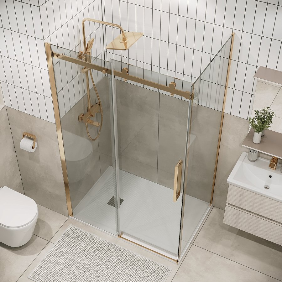 Душевое ограждение Grossman Classic 100x70x195 см 120.K33.04.1080.32.00 золото сатин в 100Kran: Широкий выбор и доступные цены.