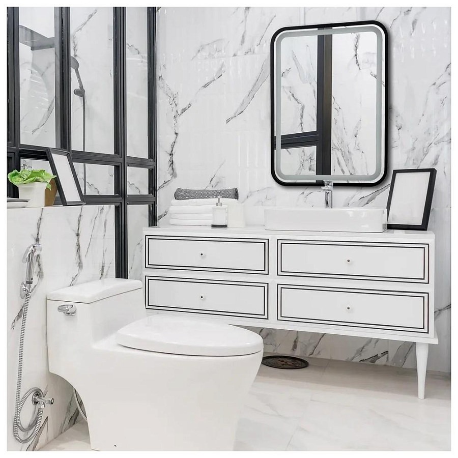 Зеркало с подсветкой Silver Mirrors Мальталофт 60 х 80 см LED-00002353 черное 100Kran: Широкий выбор и доступные цены.