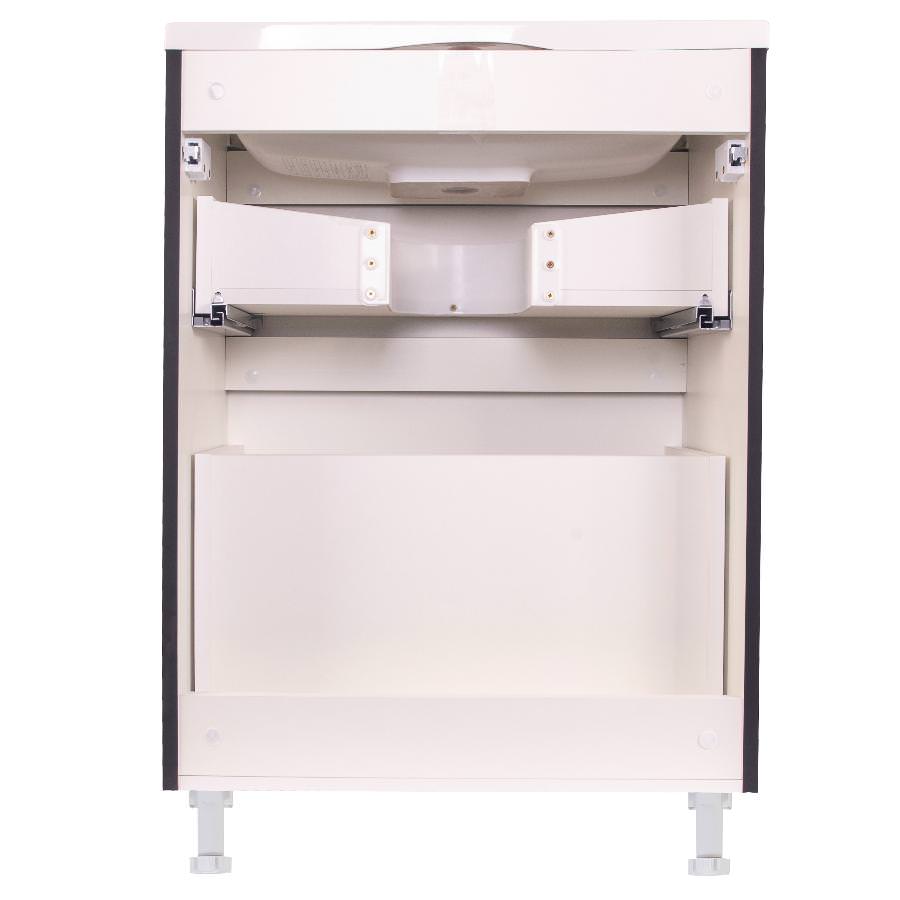 Тумба с раковиной напольная  Style Line  Бергамо мини 60 2 ящ. Люкс антискрейтч черный PLUS умывальник Каре Люкс МИНИ 600 СС-00002308 в 100Kran: Широкий выбор и доступные цены.