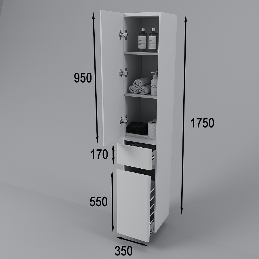 Пенал напольный Style Line 35 см  Атлантика СС-00002257 антискрейтч белый в 100Kran: Широкий выбор и доступные цены.