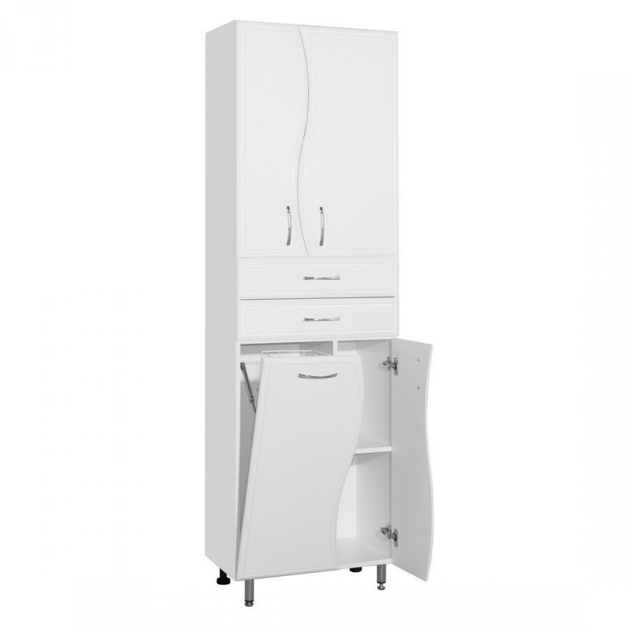 Пенал напольный Style Line Волна 600 2ящ. корзина  белый ЛС-000010047 в 100Kran: Широкий выбор и доступные цены.