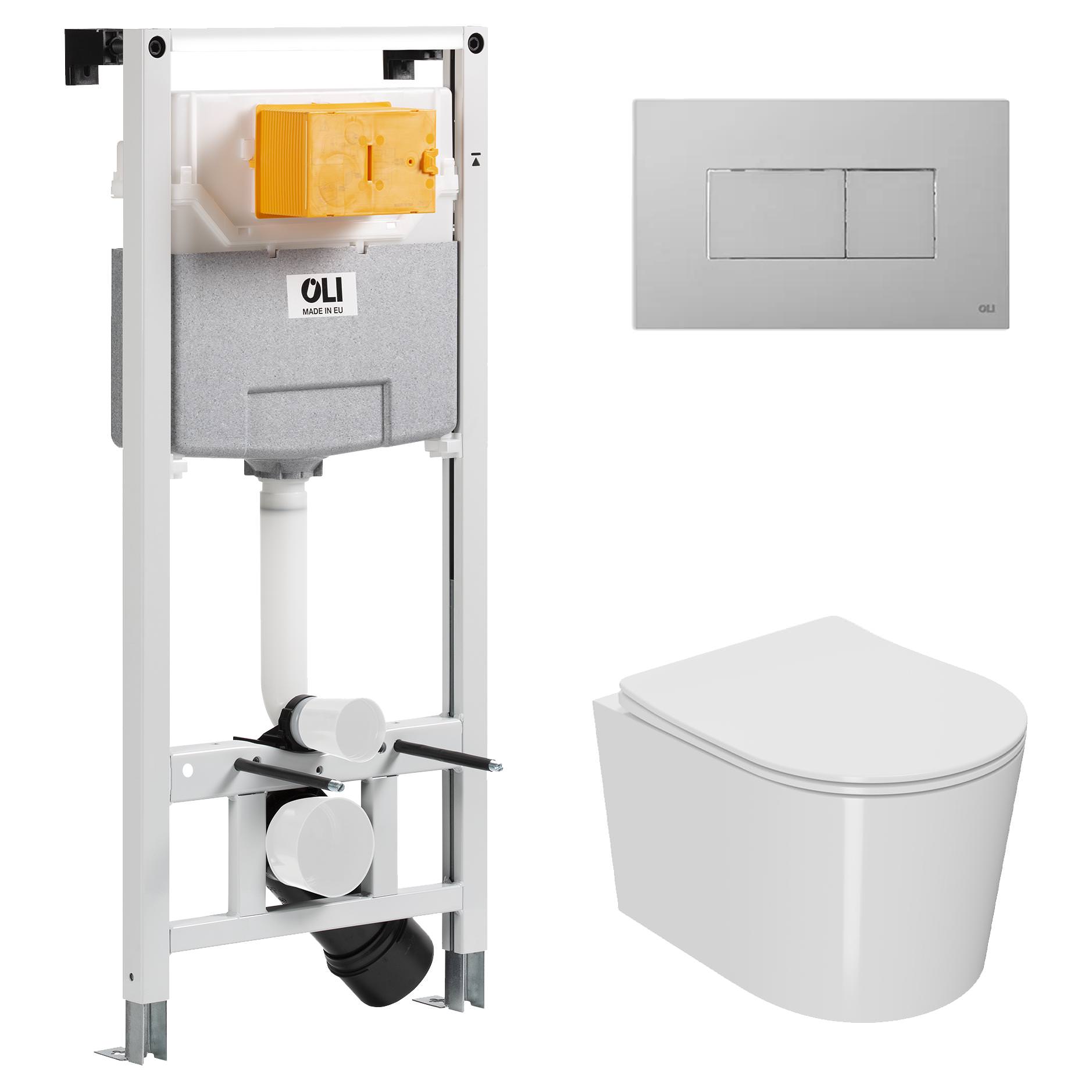 Сет 3 в 1  879235pKA02+PN41701: инсталляция OLI 120 ECO Sanitarblock pneumatic + панель KARISMA хром + унитаз Point Веста белый в 100Kran: Широкий выбор и доступные цены.