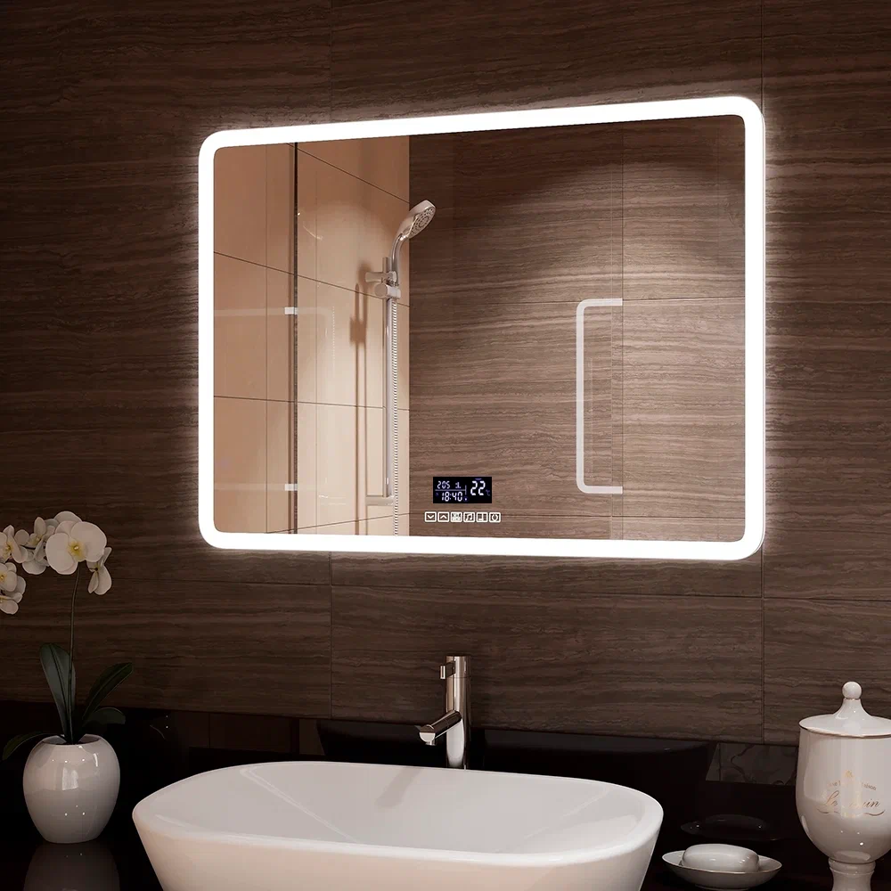 Зеркало с подсветкой "Demure LED" с многофункциональной панелью 800x600 ЗЛП184 100Kran: Широкий выбор и доступные цены.