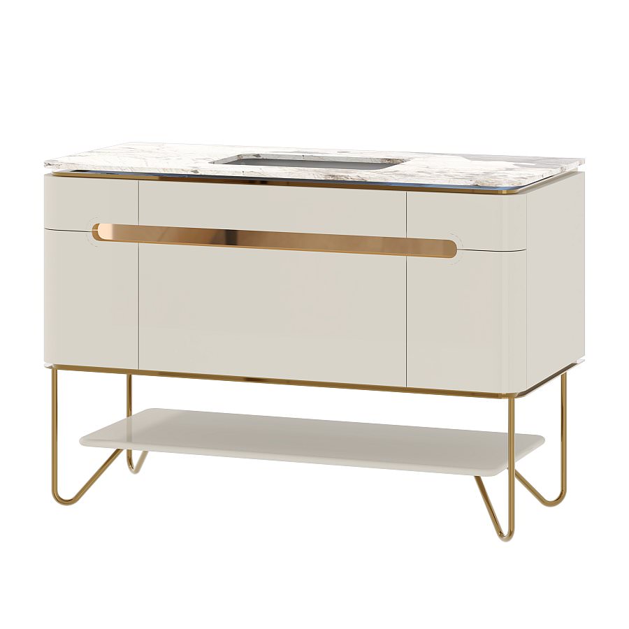 Тумба напольная с раковиной Maxonor Pure Life SALON PEARL 120 см PL-MC04-120-GY слоновая кость с матовым золотом в 100Kran: Широкий выбор и доступные цены.