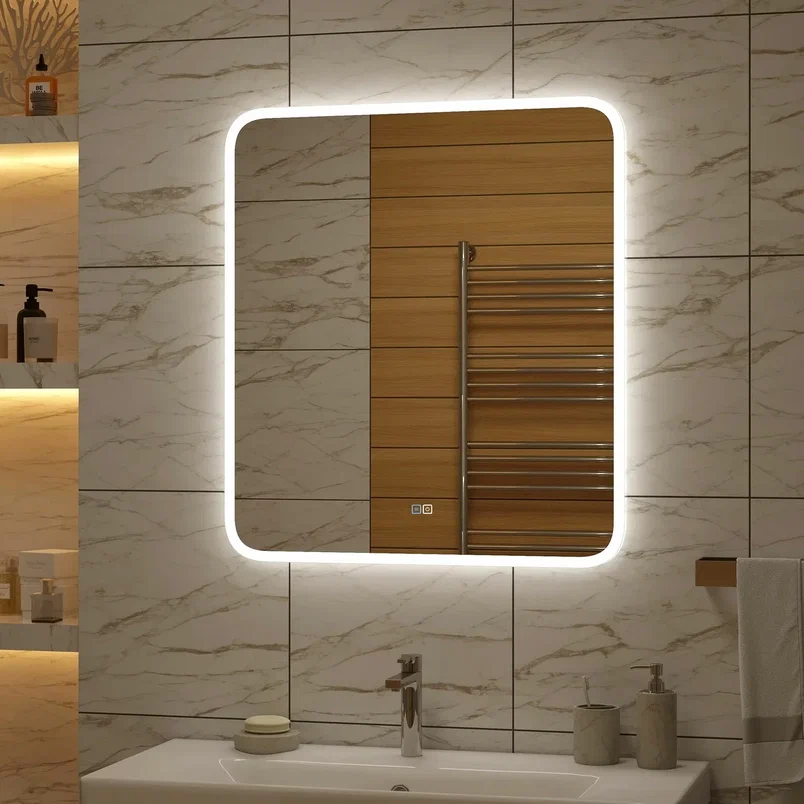 Зеркало с подсветкой Континент "Glamour medium" 800x900 ЗЛП730 100Kran: Широкий выбор и доступные цены.
