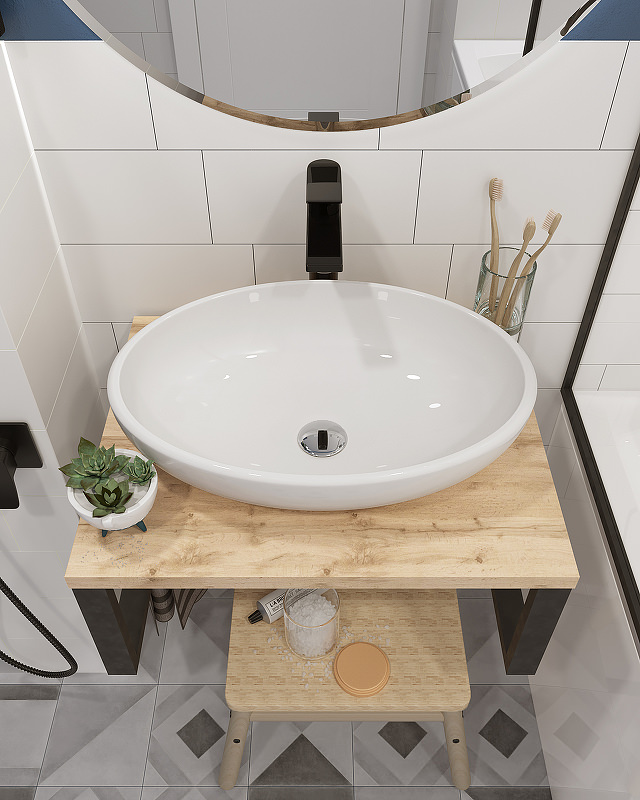 Столешница под раковину 1Marka GRUNGE LOFT 60 Дуб Вотан Ц0000001584 в 100Kran: Широкий выбор и доступные цены.