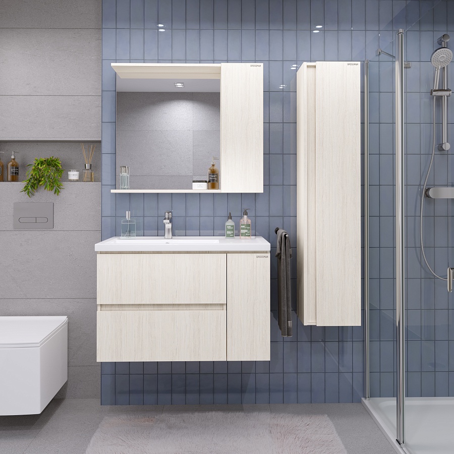 Тумба подвесная Grossman ЮНИТ 80 см 2080141 с 2-я ящ. кадена лайт в 100Kran: Широкий выбор и доступные цены.