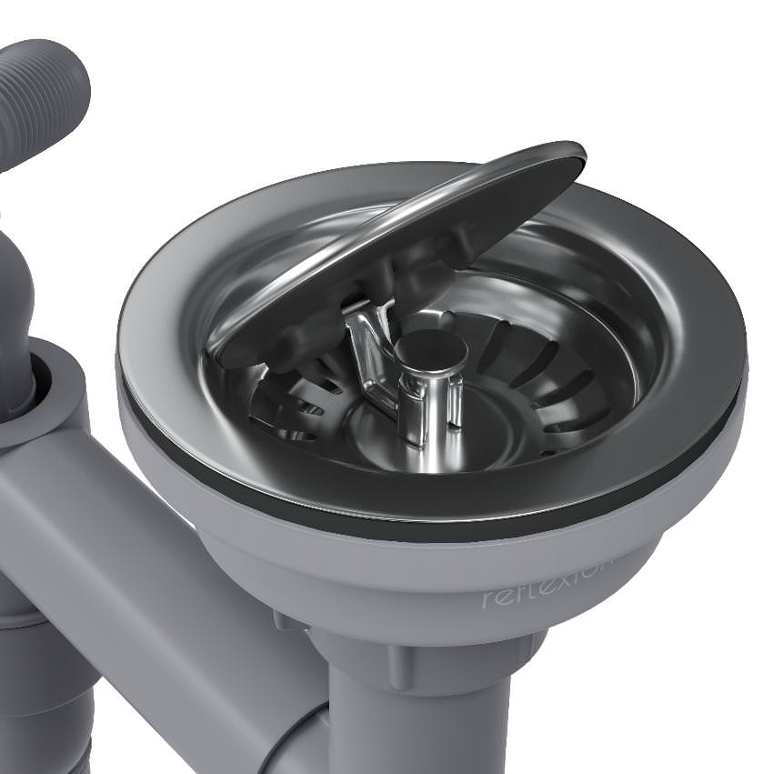 Сифон для кухонной мойки с выпуском Reflexion Arno RX3001SS полированная сталь в 100Kran: Широкий выбор и доступные цены.