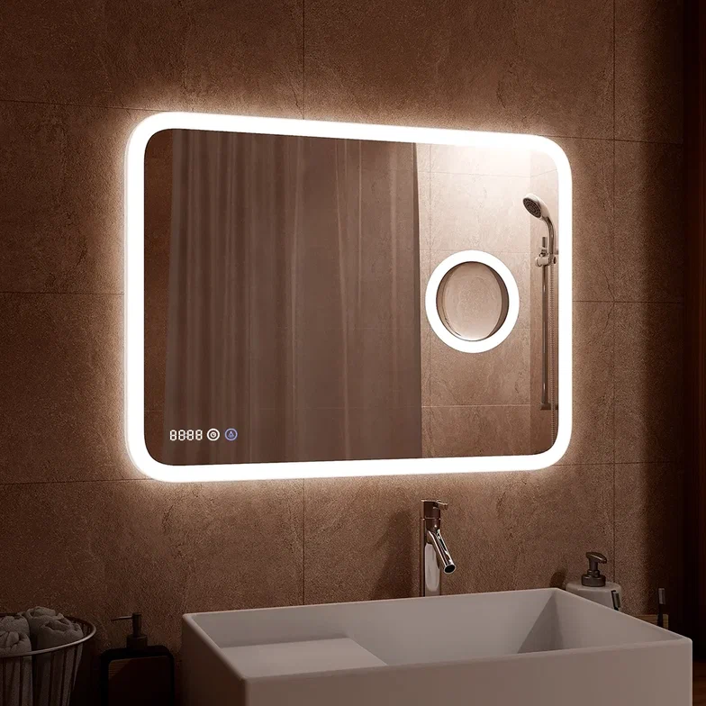 Зеркало с подсветкой "Bliss Led" 800х600 с увеличительным зеркалом, часами ЗЛП429 100Kran: Широкий выбор и доступные цены.