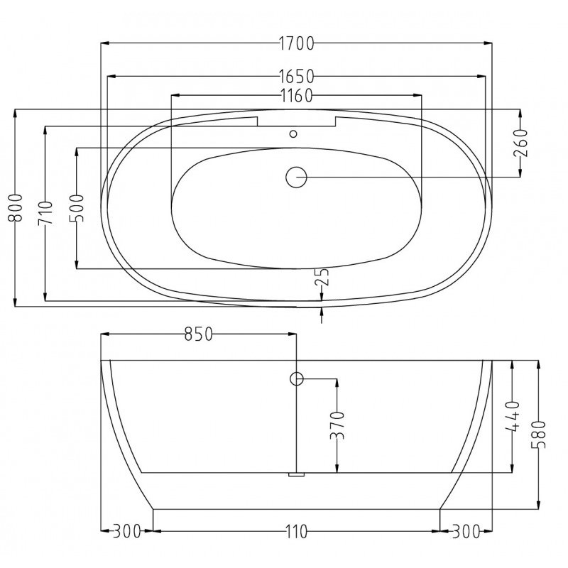 Ванна отдельностоящая акриловая ESBANO Rome-SM ESVAROMESM 170x80 белая в 100Kran: Широкий выбор и доступные цены.
