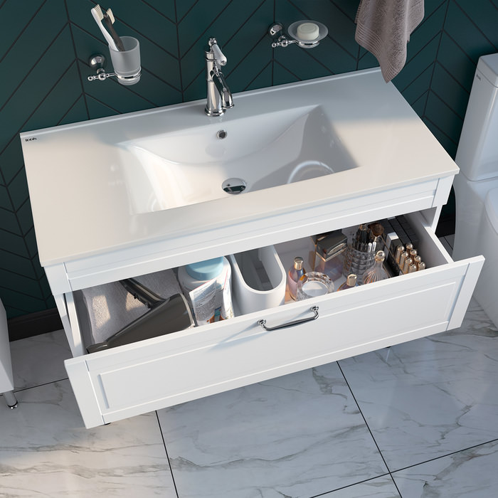 Тумба с раковиной напольная 100 см Oxford IDDIS OXF10W1i95K белая в 100Kran: Широкий выбор и доступные цены.