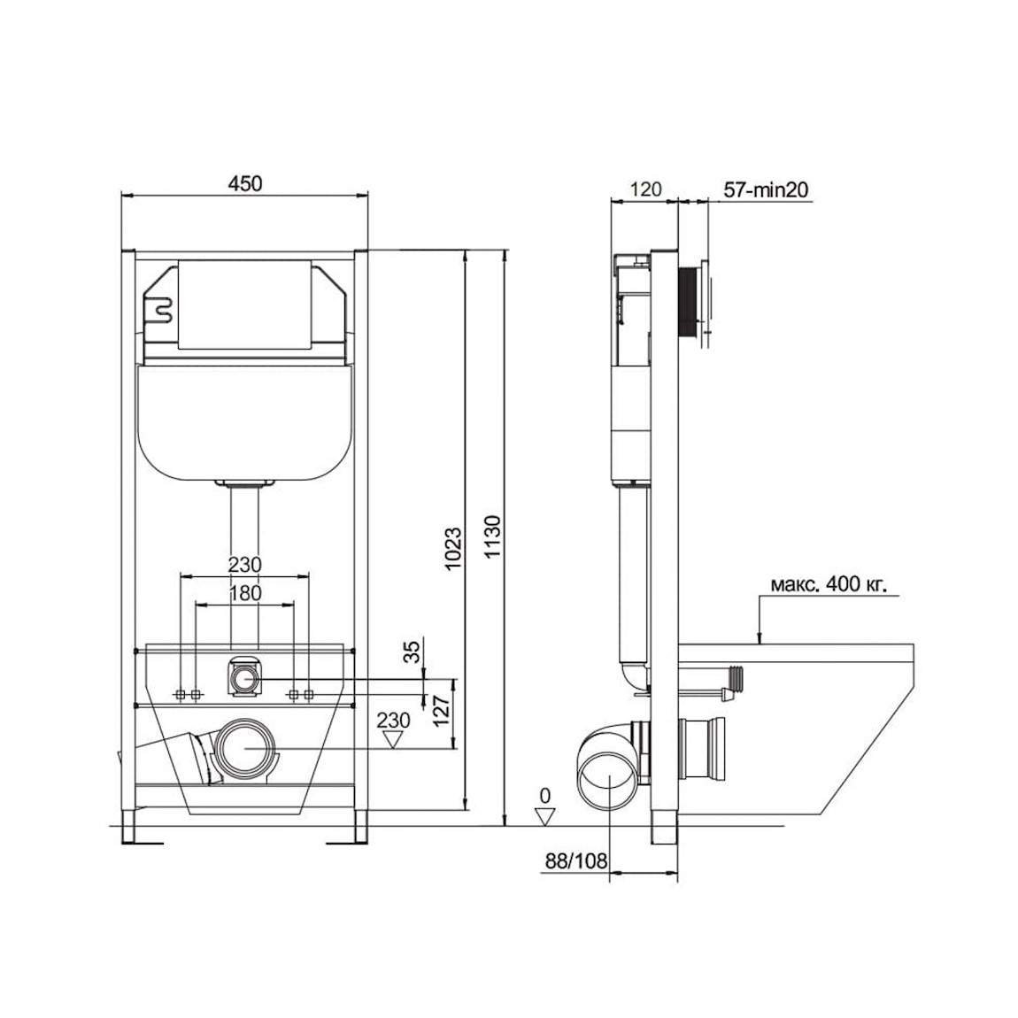 Инсталляция для подвесного унитаза Maretti AC11P4534 без клавиши в 100Kran: Широкий выбор и доступные цены.