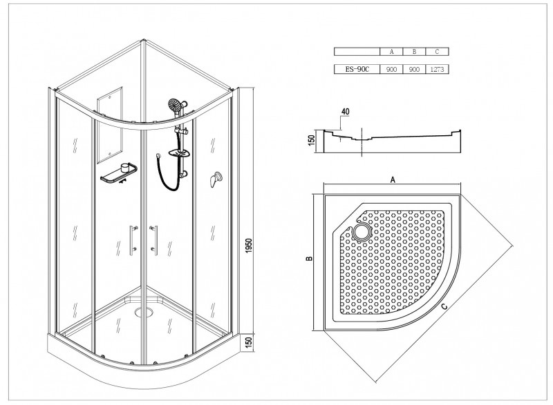 Душевая кабина ESBANO ELEGANCIA EST-90C ESKB90C 90x90 белая в 100Kran: Широкий выбор и доступные цены.