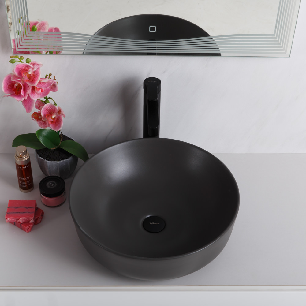 Накладная раковина BelBagno BB1315-H311 41  см серая матовая в 100Kran: Широкий выбор и доступные цены.