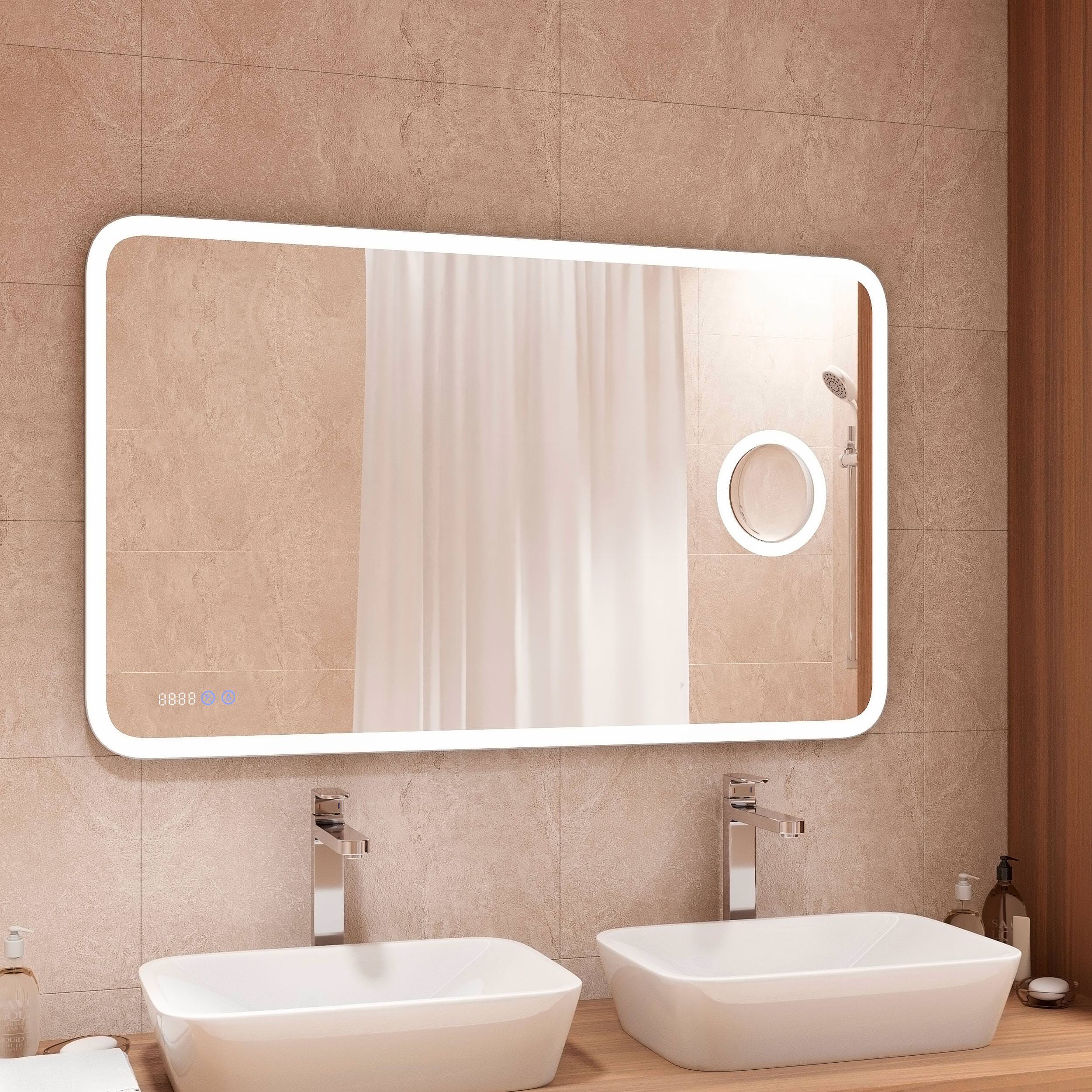 Зеркало с подсветкой "Bliss Led" 1200х800 с увеличительным зеркалом, часами ЗЛП463 100Kran: Широкий выбор и доступные цены.