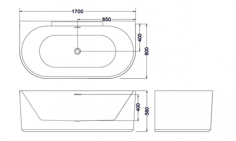Ванна пристенная акриловая ESBANO Aruba-SM ESVAARUBSM 170x80 белая в 100Kran: Широкий выбор и доступные цены.