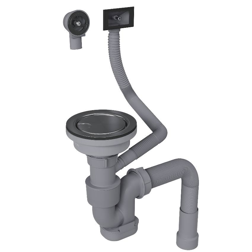 Сифон для кухонной мойки с выпуском Reflexion Arno RX3001SS полированная сталь в 100Kran: Широкий выбор и доступные цены.