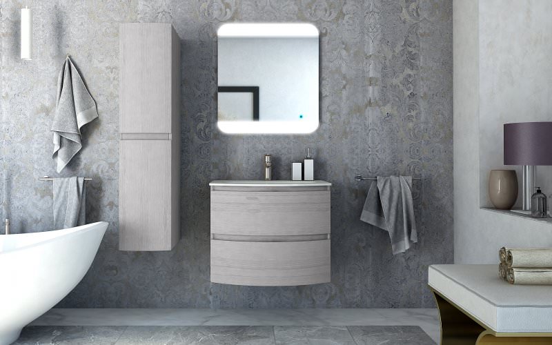 Тумба с раковиной подвесная с двумя выдвижными ящиками VAGUE CEZARES 70 см 54847 Rovere sbiancato в 100Kran: Широкий выбор и доступные цены.