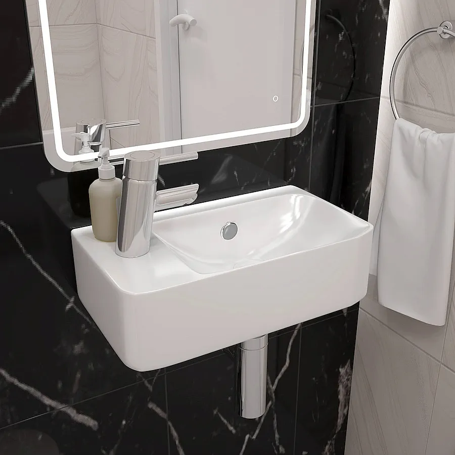 Раковина подвесная Maretti Aria AR13PD84-844 белая в 100Kran: Широкий выбор и доступные цены.