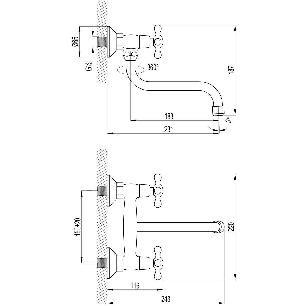 Смеситель для кухни поворотный настенный Lemark Standard LM2111C хром в 100Kran: Широкий выбор и доступные цены.