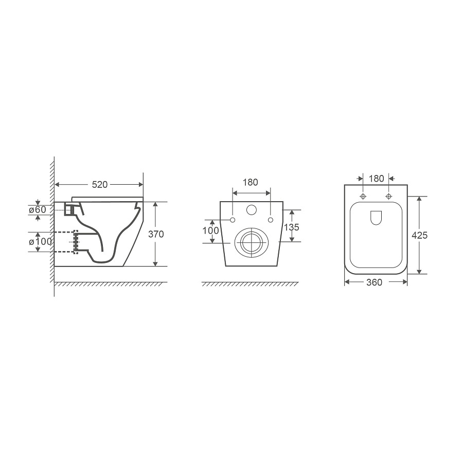 Унитаз подвесной Grossman GR-4410SQ безободковый смыв торнадо белый в 100Kran: Широкий выбор и доступные цены.