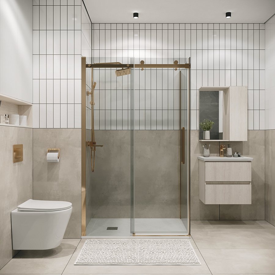 Душевое ограждение Grossman Classic 100x70x195 см 120.K33.04.1080.32.00 золото сатин в 100Kran: Широкий выбор и доступные цены.