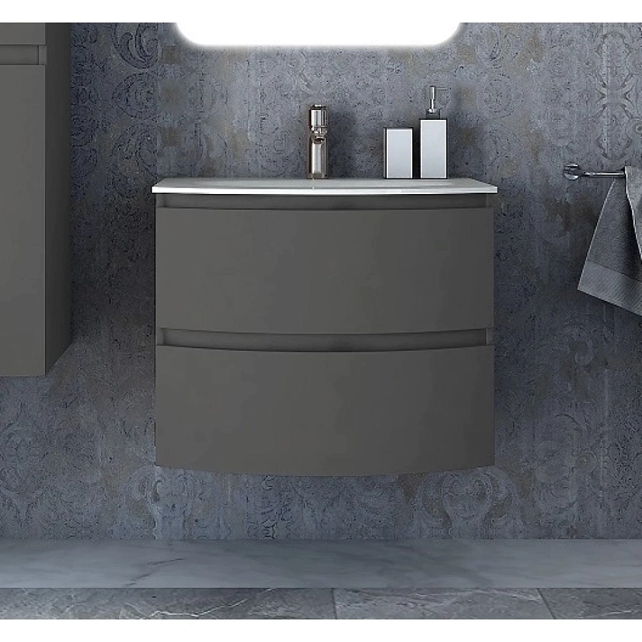 Тумба с раковиной подвесная с двумя выдвижными ящиками VAGUE CEZARES 70 см 54905 Grigio talpa opaco в 100Kran: Широкий выбор и доступные цены.