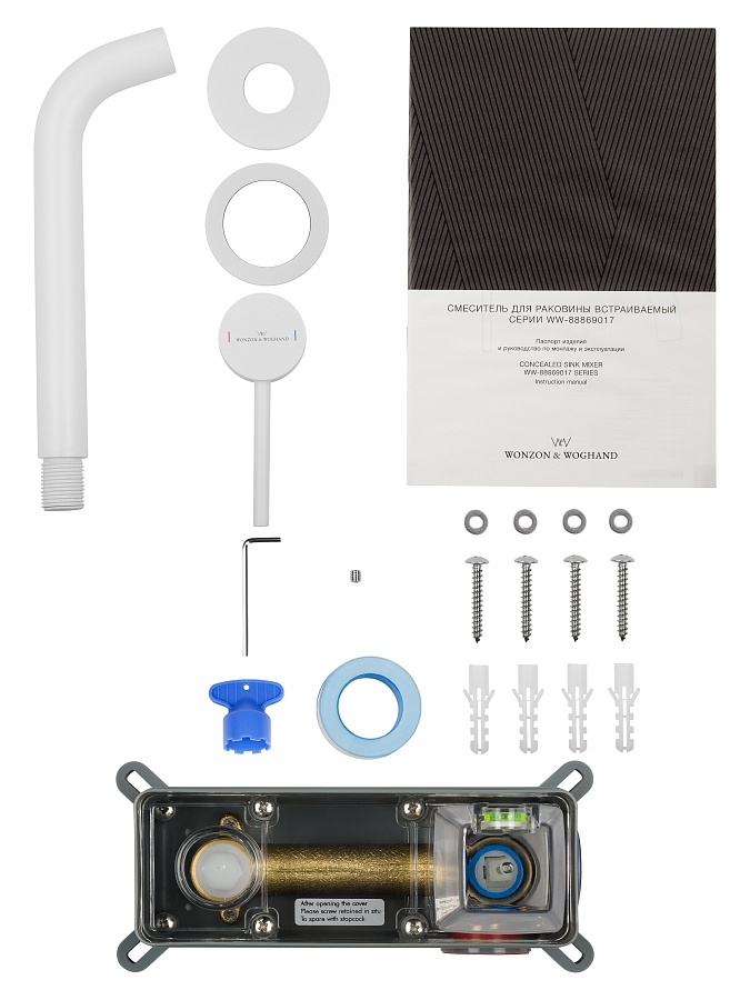 Смеситель для раковины Wonzon & Woghand STICK WW-88869017-MW белый матовый в 100Kran: Широкий выбор и доступные цены.
