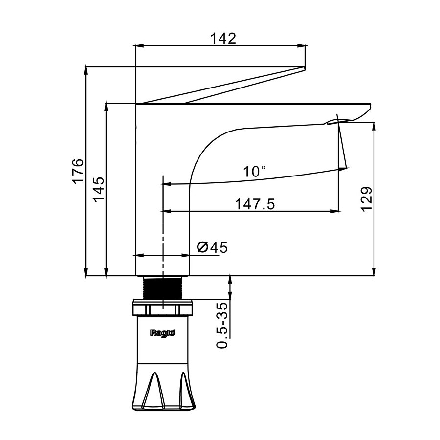 Смеситель для раковины Raglo R21.10.06 черный в 100Kran: Широкий выбор и доступные цены.