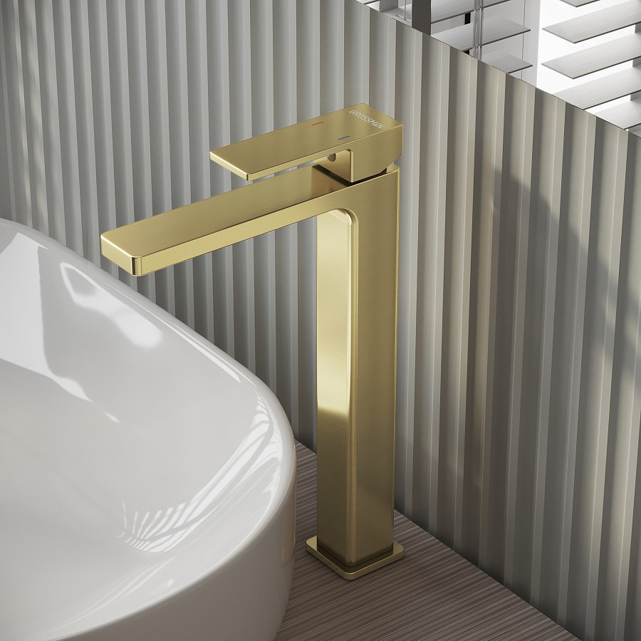 Смеситель для раковины Grossman Style 520.K35.05.320 золото сатиновый в 100Kran: Широкий выбор и доступные цены.