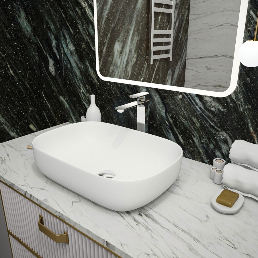 Раковина накладная Maretti Florenza FL13NS66-740 61 см белая в 100Kran: Широкий выбор и доступные цены.