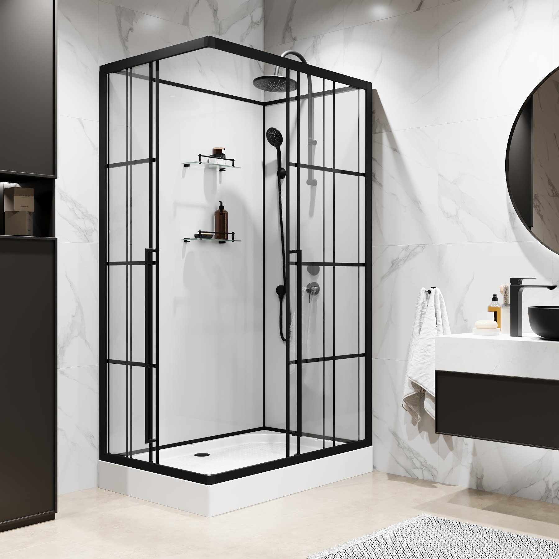 Душевая кабина Niagara Standart ST100/80/15QR/KL/BKT 100х80 см черная матовая в 100Kran: Широкий выбор и доступные цены.