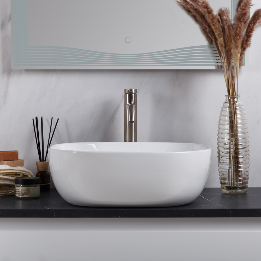 Накладная раковина BelBagno BB1301 42,5  см белая глянцевая в 100Kran: Широкий выбор и доступные цены.
