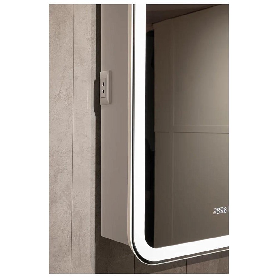 Зеркальный шкаф с подсветкой Silver Mirrors Фиджи 50 х 75 см  - 4.2 LED-00002593 левый часы, ТХ, сенсорный выключатель создать уют и комфорт, это просто!