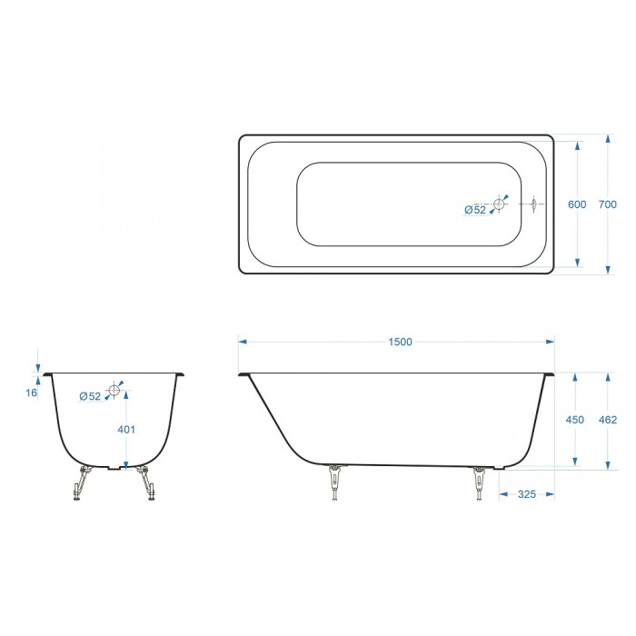 Чугунная ванна Delice Aurora 150х70 DLR230603 в 100Kran: Широкий выбор и доступные цены.