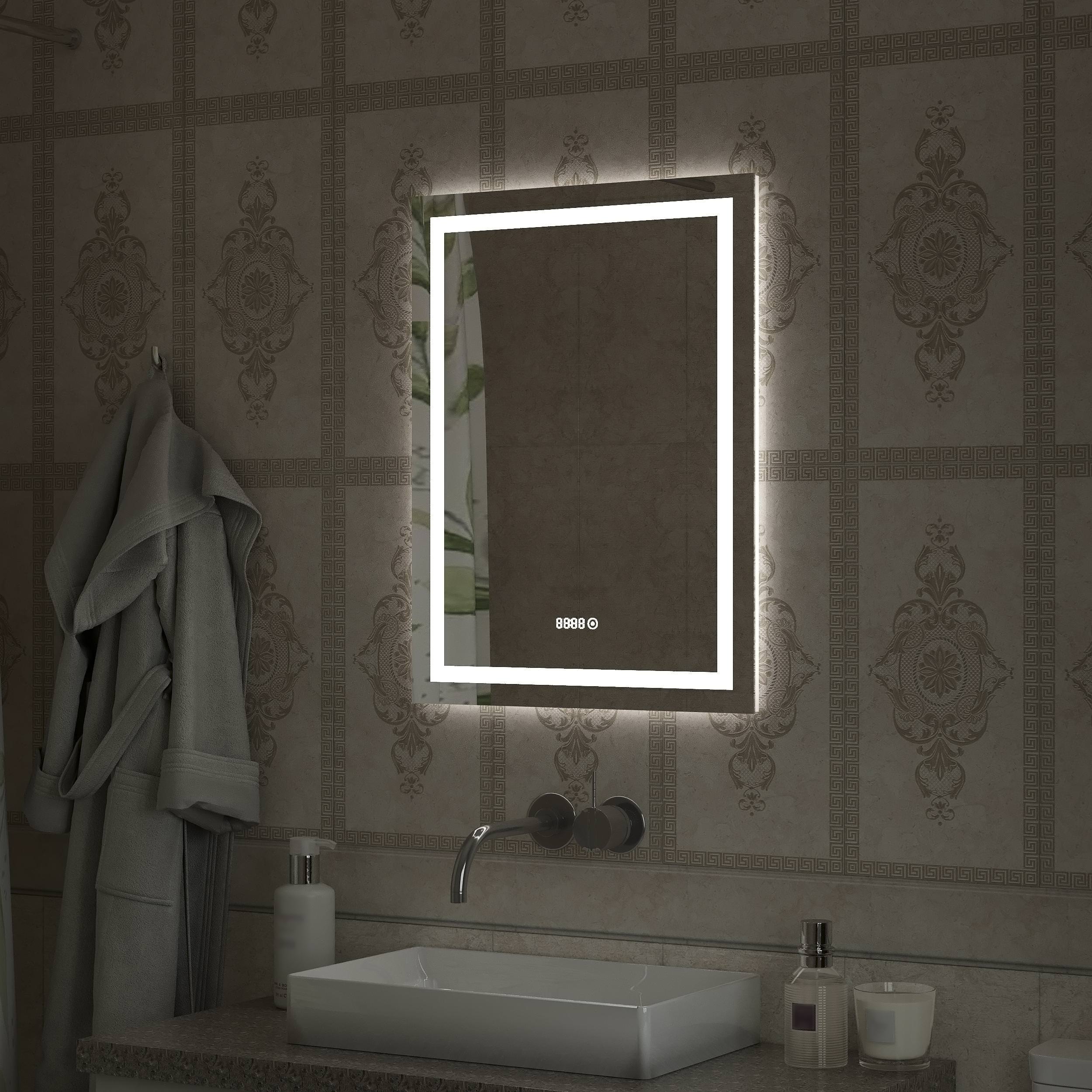 Зеркало с подсветкой "Verte Led" 600х800 с часами, датчиком движения ЗЛП478 100Kran: Широкий выбор и доступные цены.