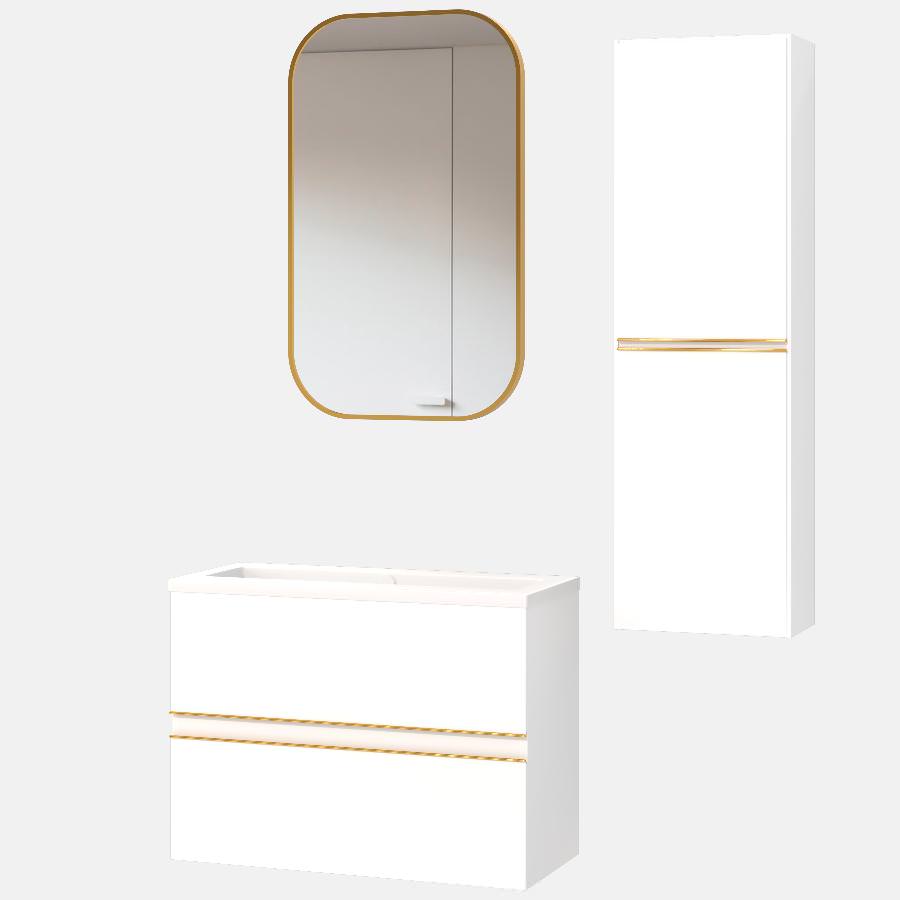 Тумба подвесная с раковиной Maxonor Pure Life SALON Sentimiento 78 см PL-MC02-78-WH белый глянец с золотой отделкой в 100Kran: Широкий выбор и доступные цены.