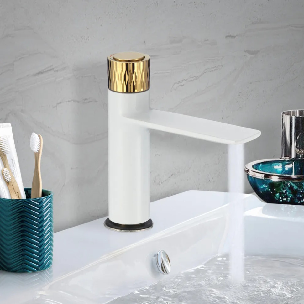 Смеситель для раковины Savol S-601810WB белый/золото в 100Kran: Широкий выбор и доступные цены.